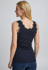 Fransa Scallop Lace Vest, Navy