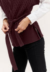 Fransa Cable Knit Oversized Vest, Wine