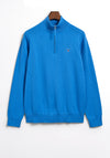 Gant Casual Cotton Half Zip Jumper, Day Blue