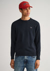 Gant Classic Cotton Crew Neck Sweater, Evening Blue