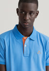 Gant Contrast Collar Pique Polo Shirt, Day Blue