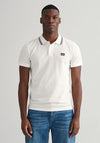 Gant Striped Contrast Collar Pique Polo Shirt, Eggshell
