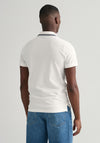 Gant Striped Contrast Collar Pique Polo Shirt, Eggshell