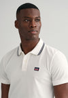 Gant Striped Contrast Collar Pique Polo Shirt, Eggshell