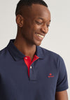 Gant Contrast Collar Pique Polo Shirt, Evening Blue