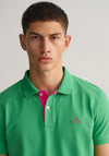 Gant Contrast Collar Pique Polo Shirt, Mid Green