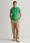 Gant Contrast Collar Pique Polo Shirt, Mid Green