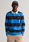 Gant Heavy Rugger Barstripe Polo Shirt, Day Blue