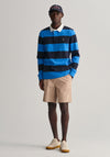 Gant Heavy Rugger Barstripe Polo Shirt, Day Blue