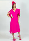 Ella Boo Oversize Tulip Sleeve Midi Dress, Hot Pink
