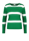 Gerry Weber Stripe Block Fine Sweater, Green & White