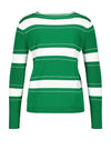 Gerry Weber Stripe Block Fine Sweater, Green & White