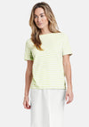 Gerry Weber Striped Boat Neck T-Shirt, Lime & White