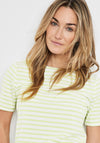 Gerry Weber Striped Boat Neck T-Shirt, Lime & White