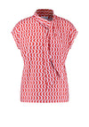 Gerry Weber Geo Print Tie Neck Top, Red Multi