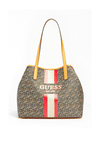Guess Vikky Logo Tote Bag, Black & Cognac