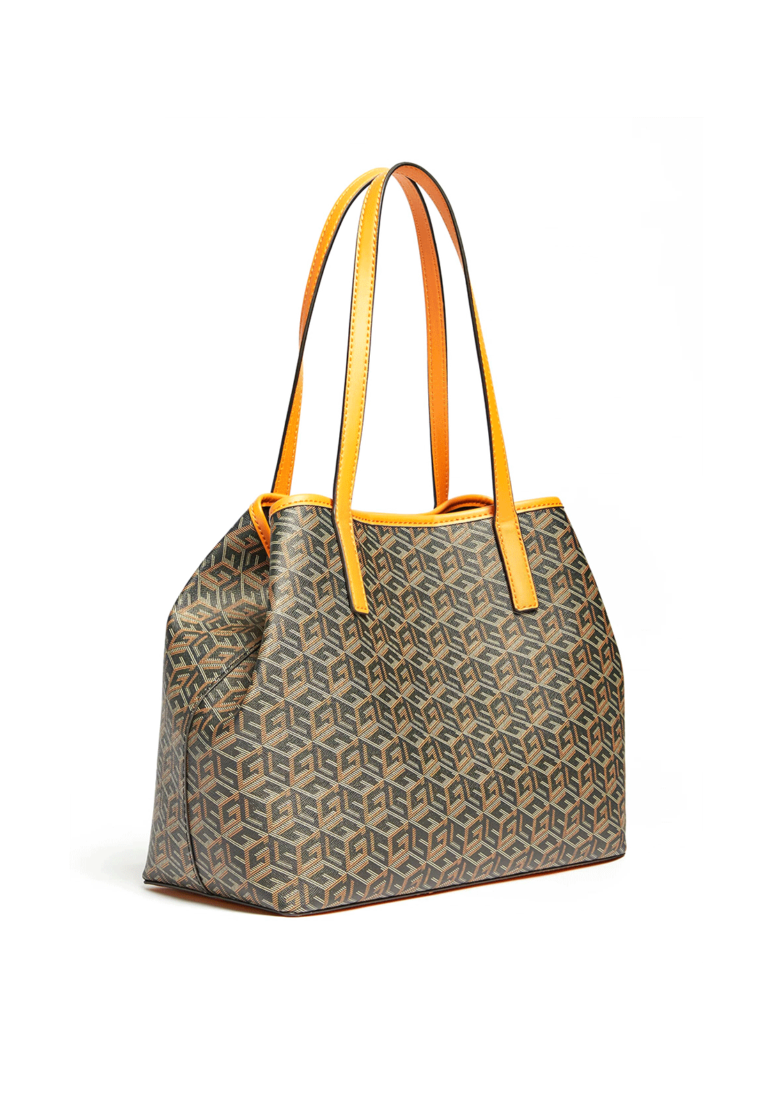 Guess Vikky Logo Tote Bag, Black & Cognac