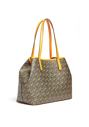 Guess Vikky Logo Tote Bag, Black & Cognac