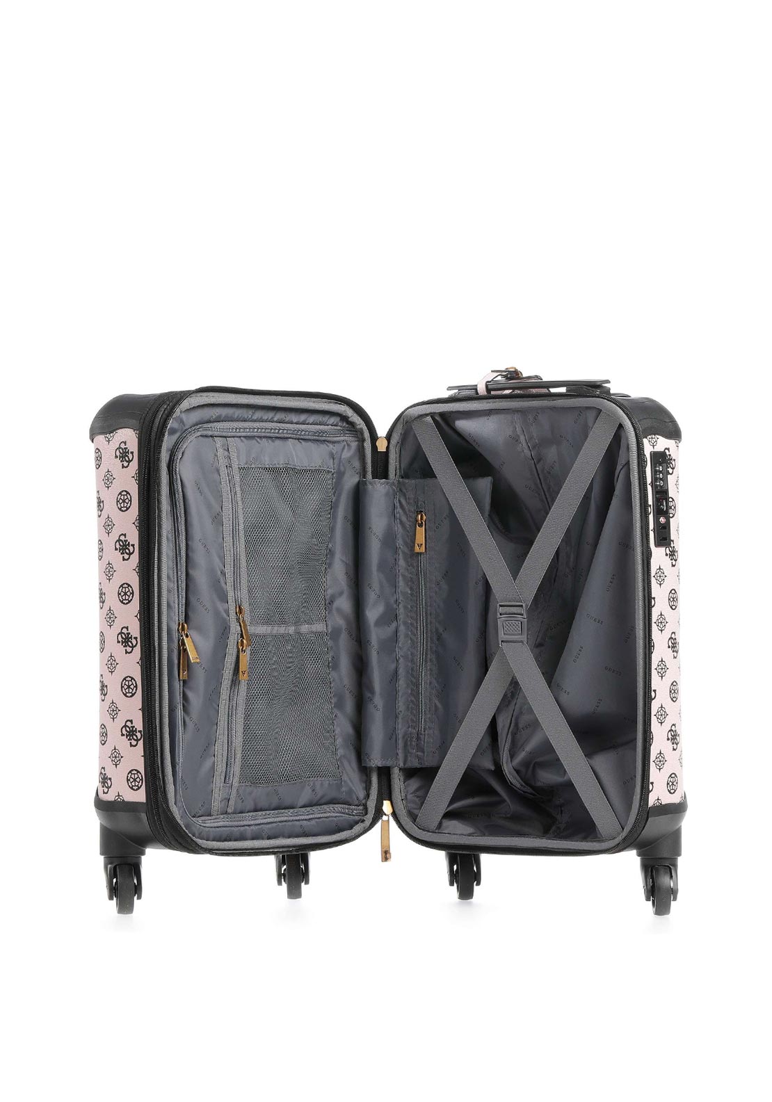 Guess Wilder 4G Logo 4 Wheel Spinner Cabin Suitcase, Pink Dust