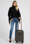 Guess Wilder Logo 4 Wheel Spinner Cabin Suitcase, Black & Cognac