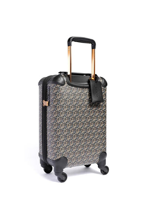 Guess Wilder Logo 4 Wheel Spinner Cabin Suitcase, Black & Cognac