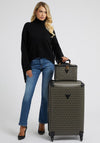 Guess Wilder Logo 4 Wheel Spinner Large Suitcase, Black & Cognac