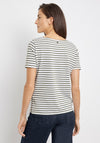 Gerry Weber Striped Boat Neck T-Shirt, Khaki & White