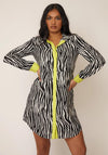 Girl in Mind Alana Mini Shirt Dress, Black & Lime