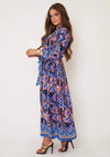 Girl in Mind Angela Print Maxi Shirt Dress, Blue Multi