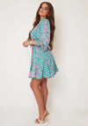 Girl in Mind Eve Mini Dress, Pink & Turquoise