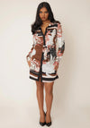 Girl in Mind Jennifer Mini Shirt Dress, Brown Multi