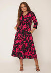 Girl in Mind Odette Floral Shirt Dress, Black & Pink