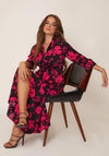 Girl in Mind Odette Floral Shirt Dress, Black & Pink