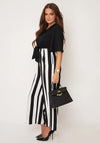 Girl in Mind Elizabeth Stripe Leg Jumpsuit, Black & White