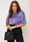 Girl in Mind Asher Frill Sleeve Print Top, Purple Multi