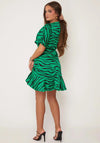 Girl In Mind Felicity Zebra Print Mini Dress, Green