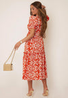 Girl In Mind Maya Print Tiered Midi Dress, Rust