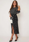 Girl In Mind Scarlet Mix Polka Dot Midi Dress, Black