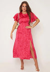 Girl In Mind Serena Zebra Print Midi Dress, Pink