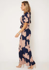 Girl In Mind Deena Floral Wide Leg Jumpsuit, Navy & Blush