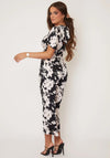 Girl In Mind Laura Floral Culotte Jumpsuit, Black & Blush