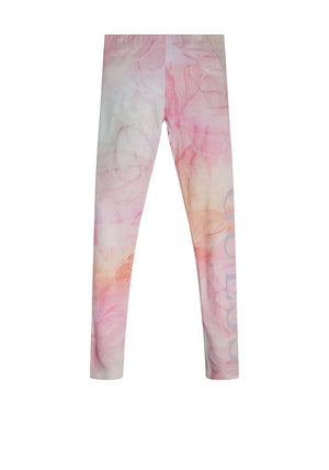 Guess Girls Floral Guess Logo Leggings, Pink