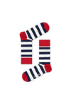 Happy Socks Stripe Socks, Navy & Cream EU41-46