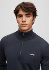Hugo Boss Curved Logo Half Zip Sweater, Dark Blue
