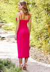 Herysa Sol Bow Bodice Midi Dress, Fuchsia