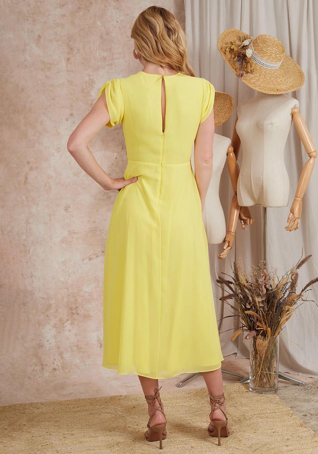 sachin and babi light blue dress Cocktail Dress With Bishop Sleeves And Floral Embroidery