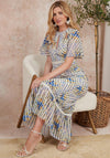 Hope & Ivy Hedda Floral Stripe Maxi Dress, Cream & Blue