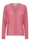 Ichi Button V Neck Top, Candy Pink