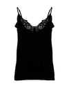 Ichi Lace Trim Neck Cami, Black