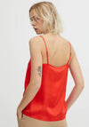 Ichi Lace Trim Neck Cami, Red